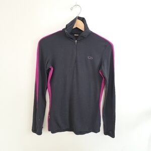 Icebreaker Bodyfit 260 1/4 Zip Pullover Long Sleeve Purple And Pink